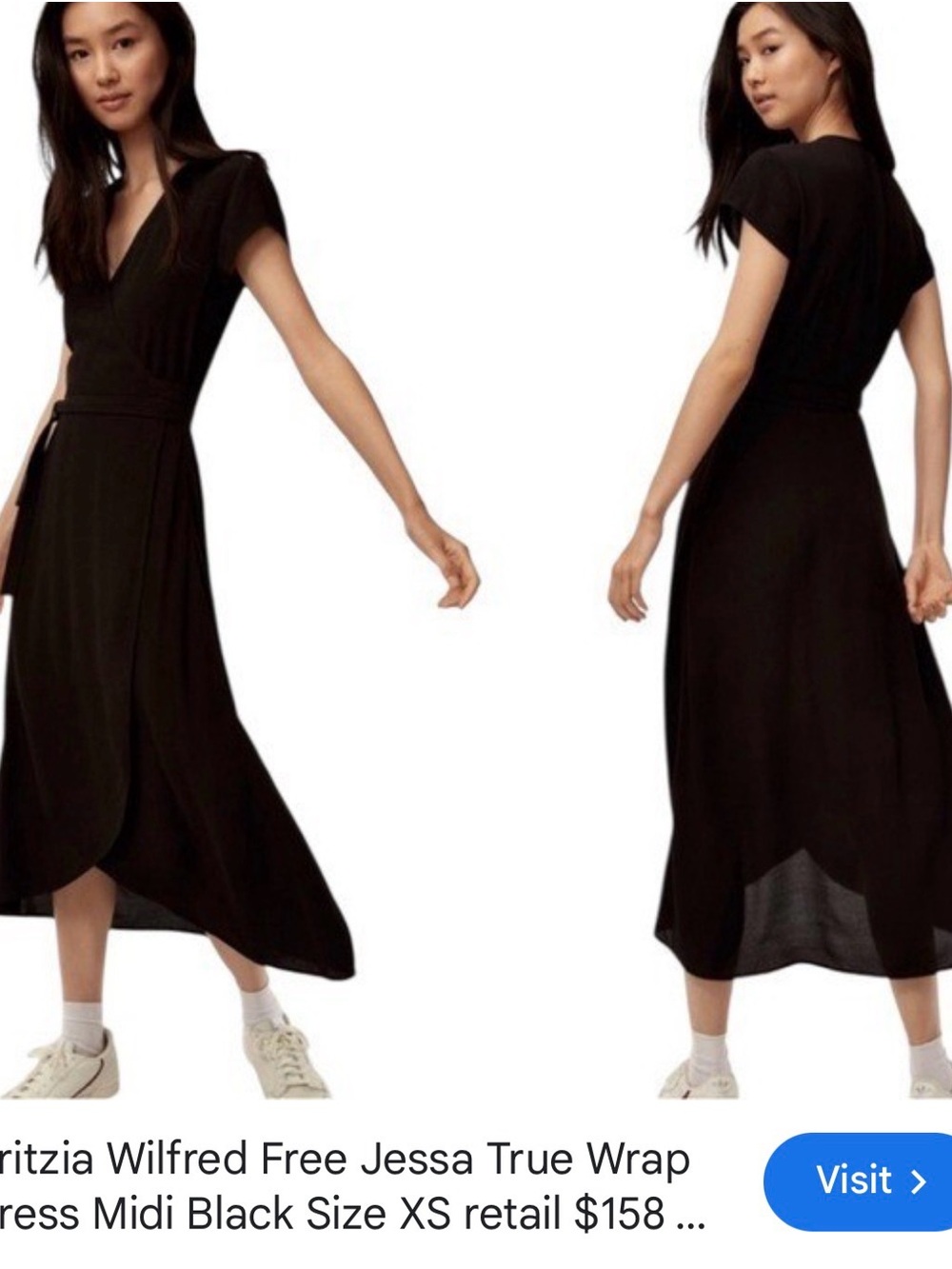Wilfred Black Wrap Maxi Dress